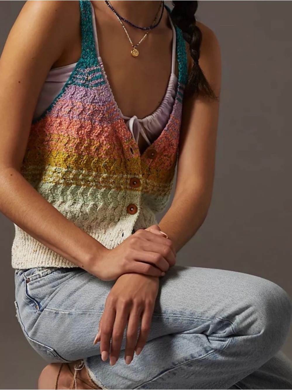 Pilcro Multicolor Gradient Knit Crop Tank - Picture 1 of 10
